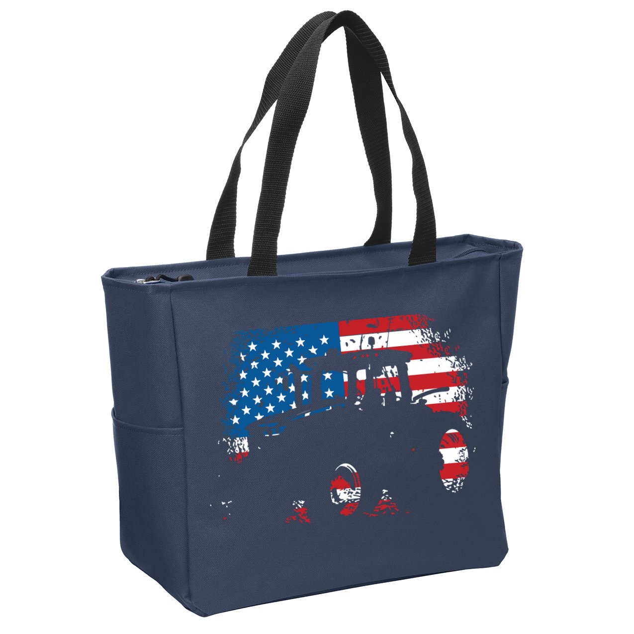 Tractor USA Flag Design For Patriotic Farmer Zip Tote Bag