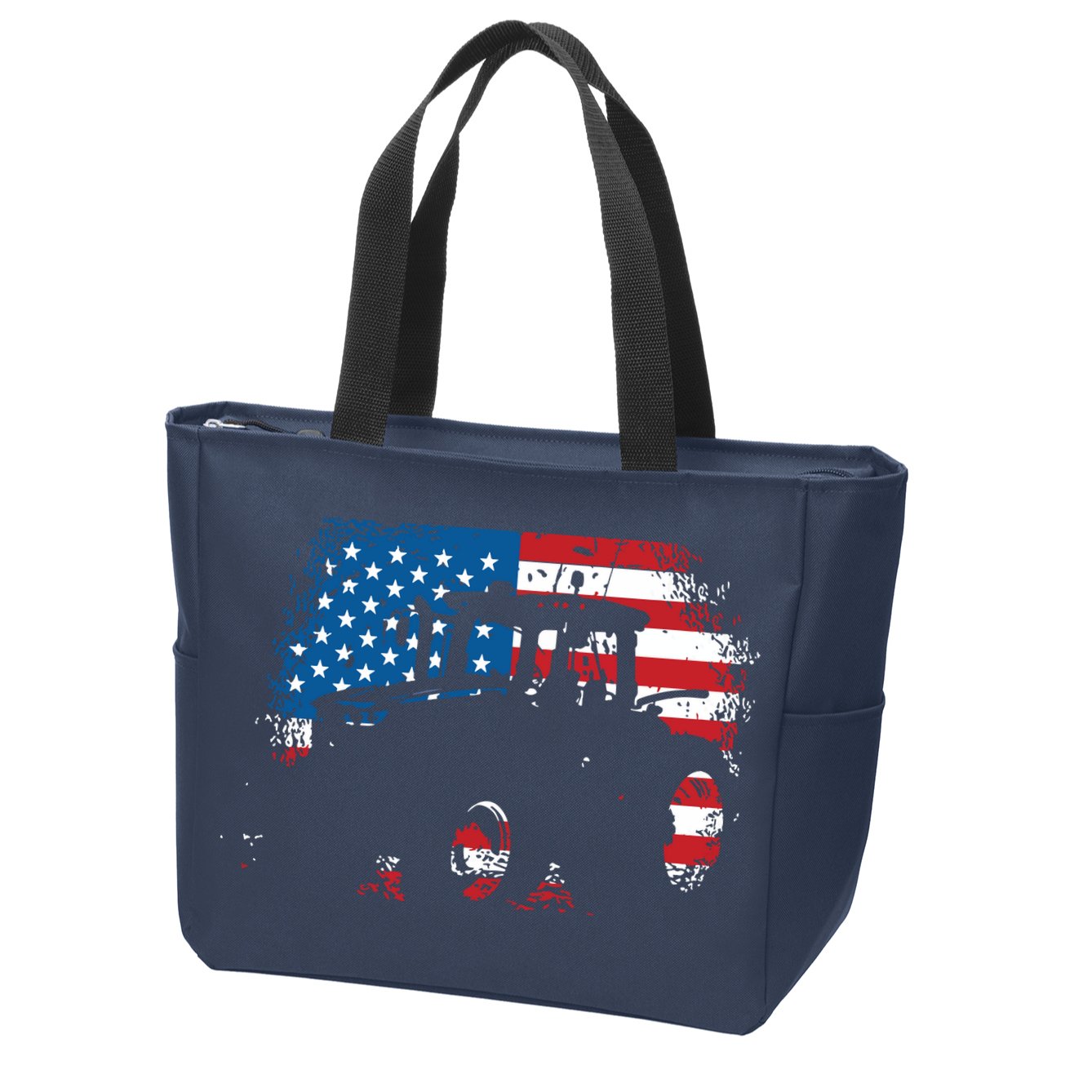 Tractor USA Flag Design For Patriotic Farmer Zip Tote Bag