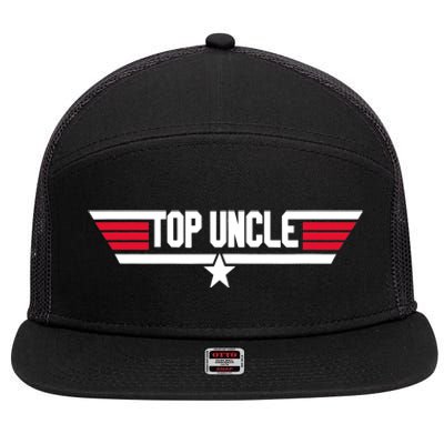 Top Uncle Funny Uncle 80s Father's Day Gift 7 Panel Mesh Trucker Snapback Hat