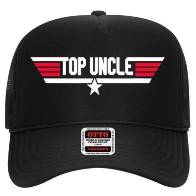 Top Uncle Funny Uncle 80s Father's Day Gift High Crown Mesh Back Trucker Hat