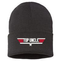 Top Uncle Funny Uncle 80s Father's Day Gift Sustainable Knit Beanie