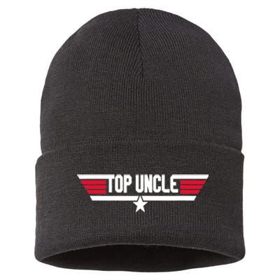 Top Uncle Funny Uncle 80s Father's Day Gift Sustainable Knit Beanie