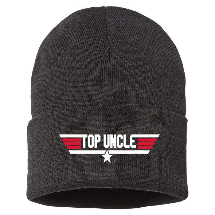 Top Uncle Funny Uncle 80s Father's Day Gift Sustainable Knit Beanie