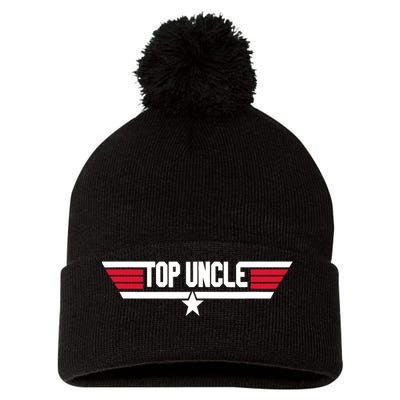 Top Uncle Funny Uncle 80s Father's Day Gift Pom Pom 12in Knit Beanie