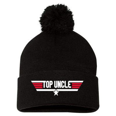 Top Uncle Funny Uncle 80s Father's Day Gift Pom Pom 12in Knit Beanie