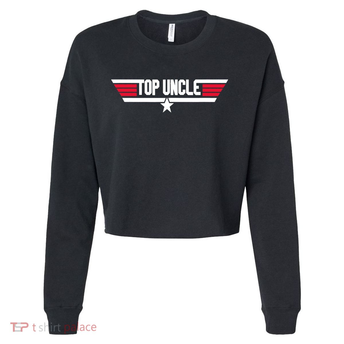 Top Uncle Funny Uncle 80s Father's Day Gift Cropped Pullover Crew