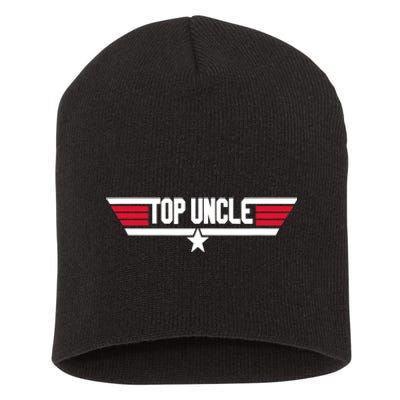 Top Uncle Funny Uncle 80s Father's Day Gift Short Acrylic Beanie