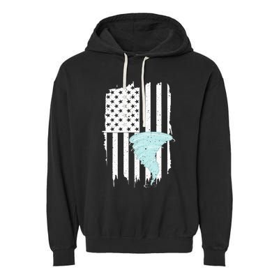 Tornado Us Flag Hurricane Storm Tornado Chaser Garment-Dyed Fleece Hoodie