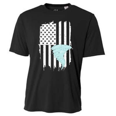 Tornado Us Flag Hurricane Storm Tornado Chaser Cooling Performance Crew T-Shirt