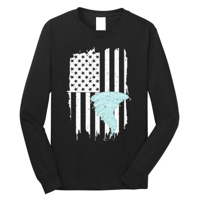 Tornado Us Flag Hurricane Storm Tornado Chaser Long Sleeve Shirt