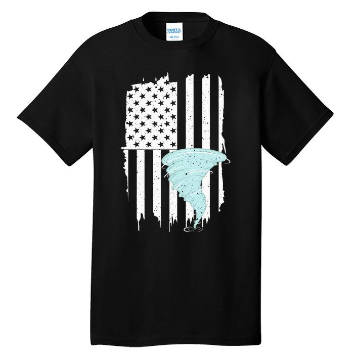 Tornado Us Flag Hurricane Storm Tornado Chaser Tall T-Shirt