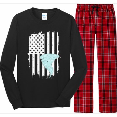 Tornado Us Flag Hurricane Storm Tornado Chaser Long Sleeve Pajama Set