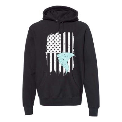 Tornado Us Flag Hurricane Storm Tornado Chaser Premium Hoodie