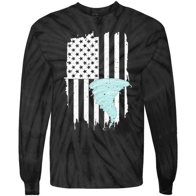 Tornado Us Flag Hurricane Storm Tornado Chaser Tie-Dye Long Sleeve Shirt