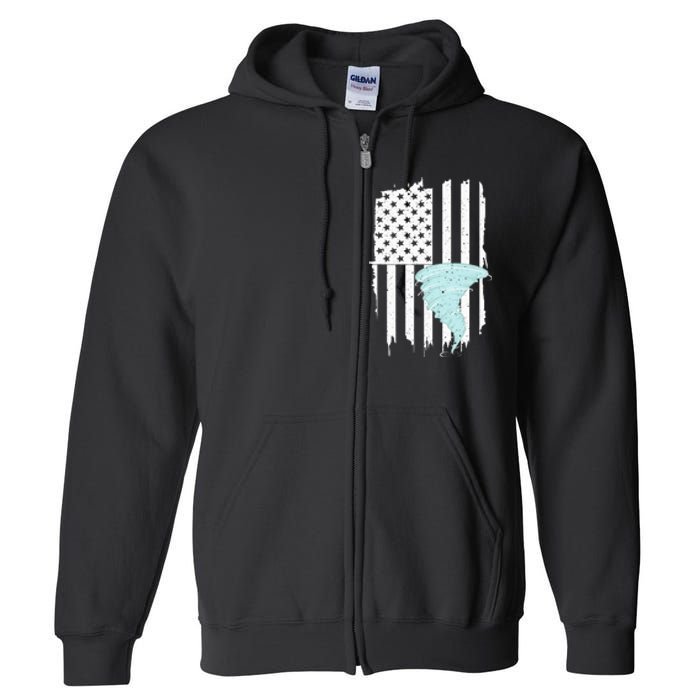 Tornado Us Flag Hurricane Storm Tornado Chaser Full Zip Hoodie