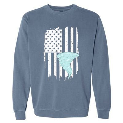 Tornado Us Flag Hurricane Storm Tornado Chaser Garment-Dyed Sweatshirt