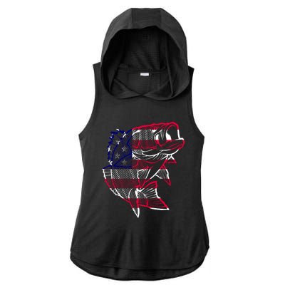 Transparent USA Fish Flag Ladies PosiCharge Tri-Blend Wicking Draft Hoodie Tank