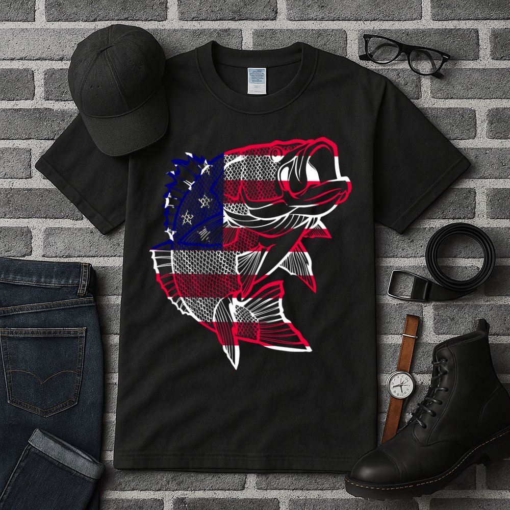 Transparent USA Fish Flag Tall T-Shirt