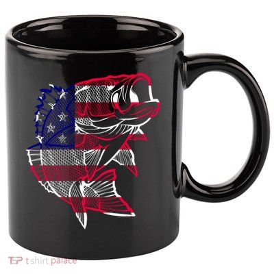 Transparent USA Fish Flag 11oz C Handle Ceramic Mug