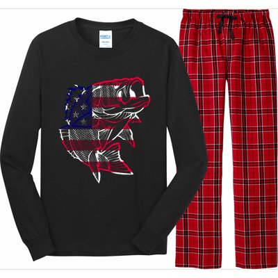 Transparent USA Fish Flag Long Sleeve Pajama Set