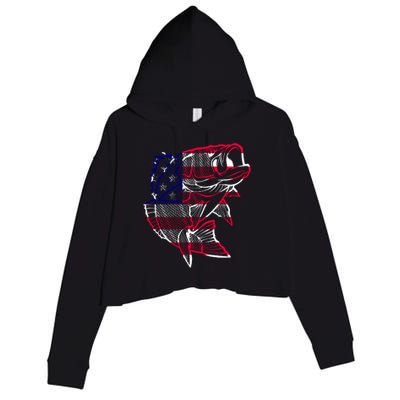 Transparent USA Fish Flag Crop Fleece Hoodie