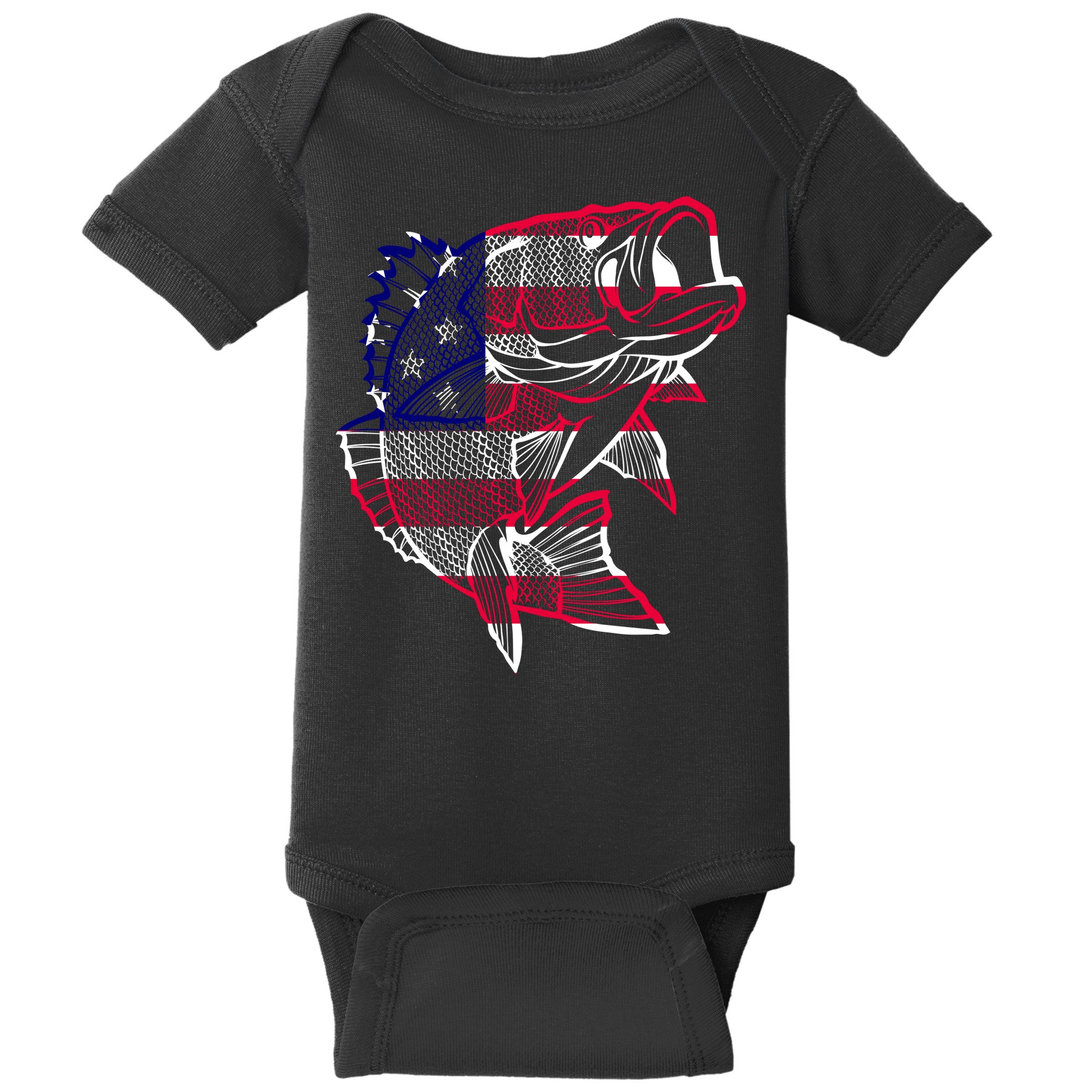 Transparent USA Fish Flag Baby Bodysuit