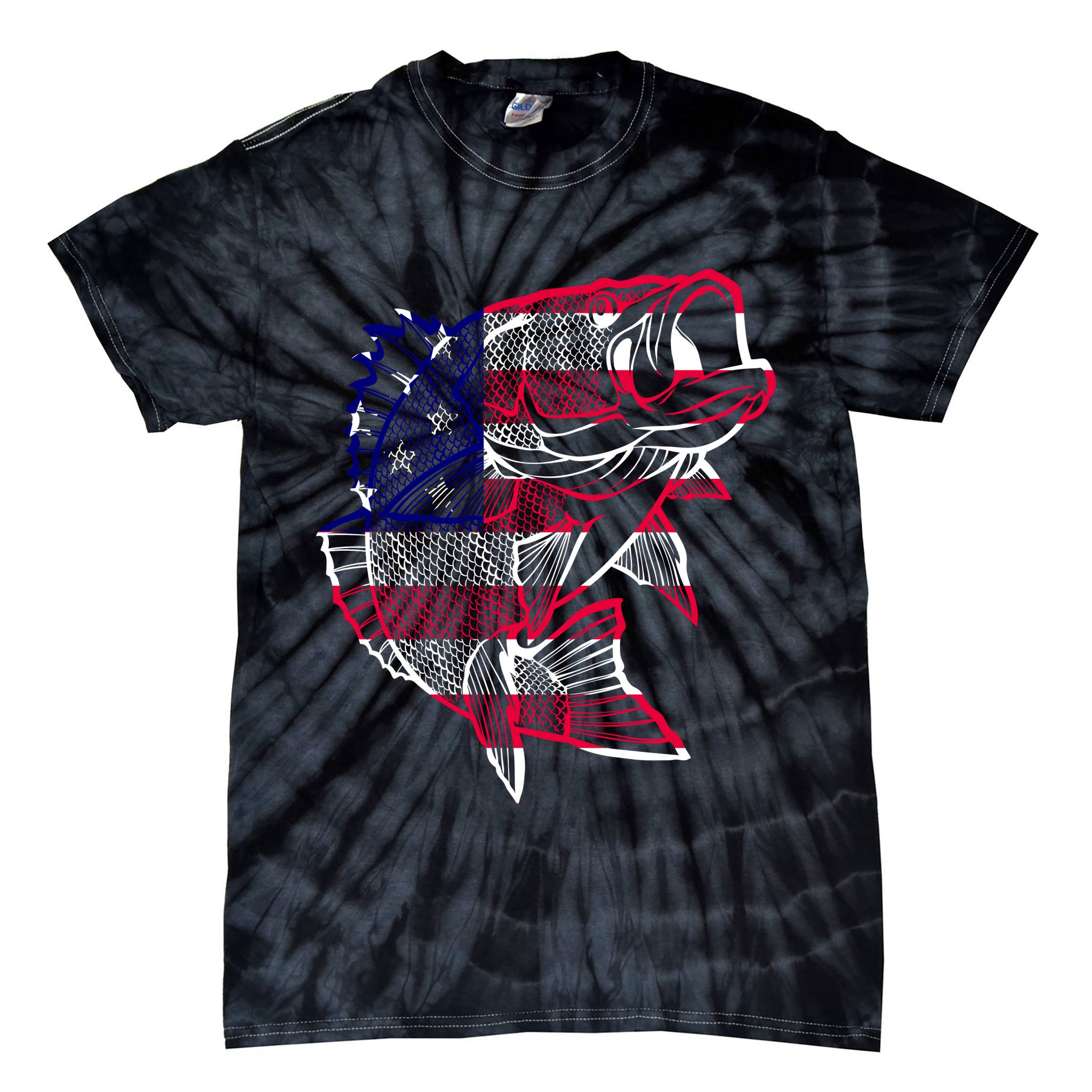 Transparent USA Fish Flag Tie-Dye T-Shirt