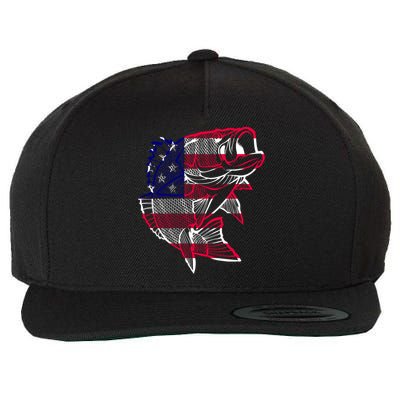 Transparent USA Fish Flag Wool Snapback Cap