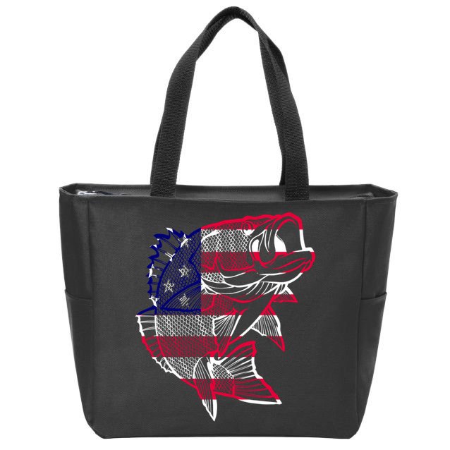 Transparent USA Fish Flag Zip Tote Bag