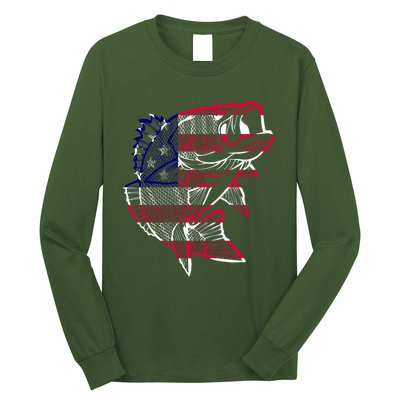 Transparent USA Fish Flag Long Sleeve Shirt