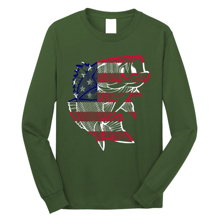 Transparent USA Fish Flag Long Sleeve Shirt