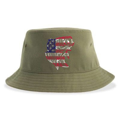 Transparent USA Fish Flag Sustainable Bucket Hat