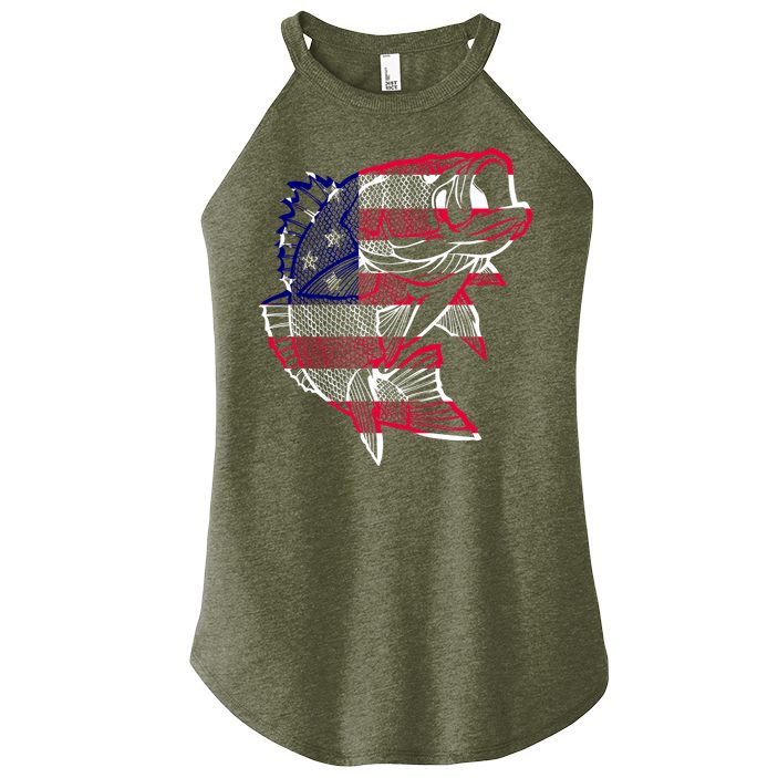 Transparent USA Fish Flag Women's Perfect Tri Rocker Tank