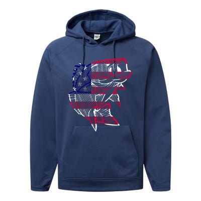 Transparent USA Fish Flag Performance Fleece Hoodie