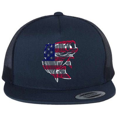 Transparent USA Fish Flag Flat Bill Trucker Hat