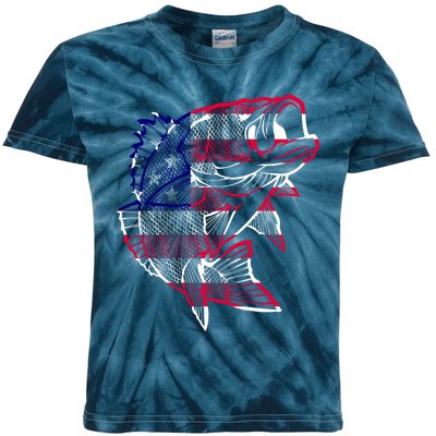 Transparent USA Fish Flag Kids Tie-Dye T-Shirt