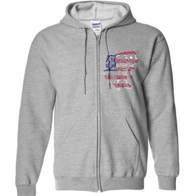 Transparent USA Fish Flag Full Zip Hoodie