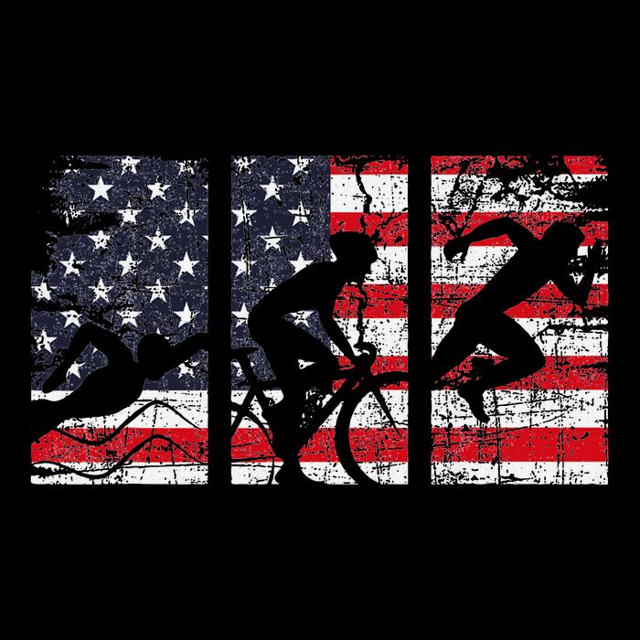 Triathlon Usa Flag Triathlete Athlete Sports Swim Run Bike Apron