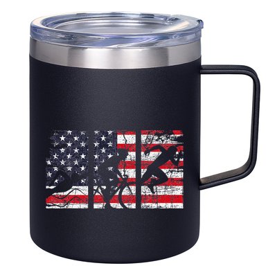 Triathlon Usa Flag Triathlete Athlete Sports Swim Run Bike 12oz Stainless Steel Coffee Mug