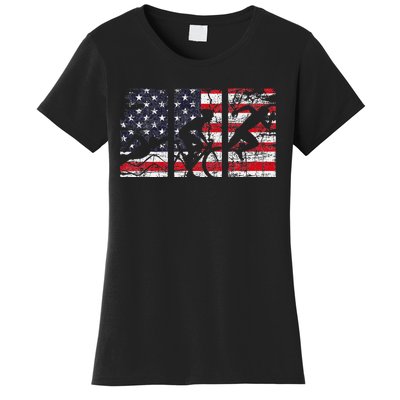 Triathlon Usa Flag Triathlete Athlete Sports Swim Run Bike Women's T-Shirt