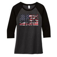 Triathlon Usa Flag Triathlete Athlete Sports Swim Run Bike Women's Tri-Blend 3/4-Sleeve Raglan Shirt