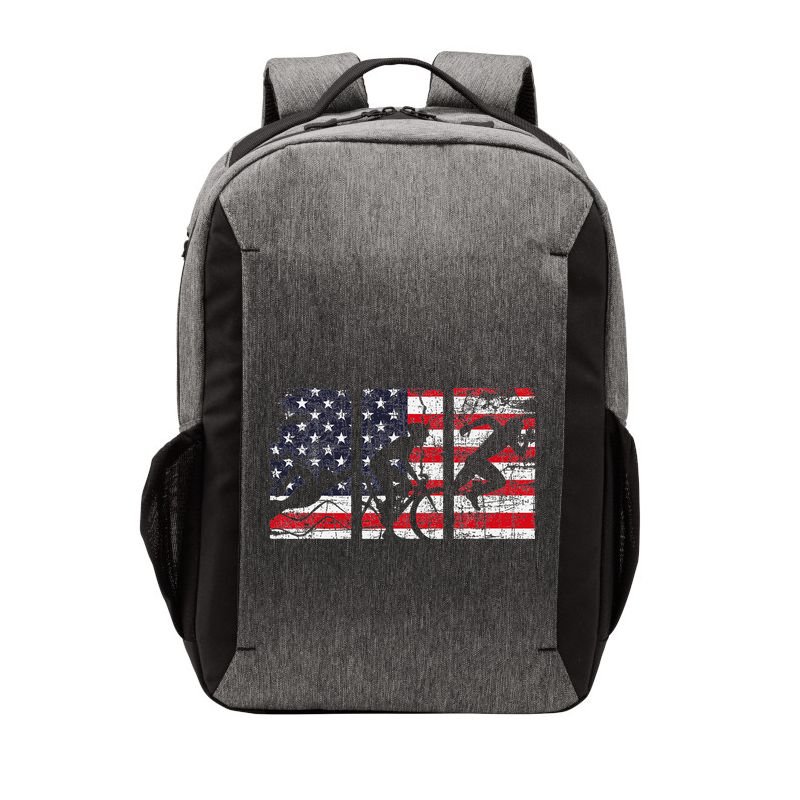 Triathlon Usa Flag Triathlete Athlete Sports Swim Run Bike Vector Backpack