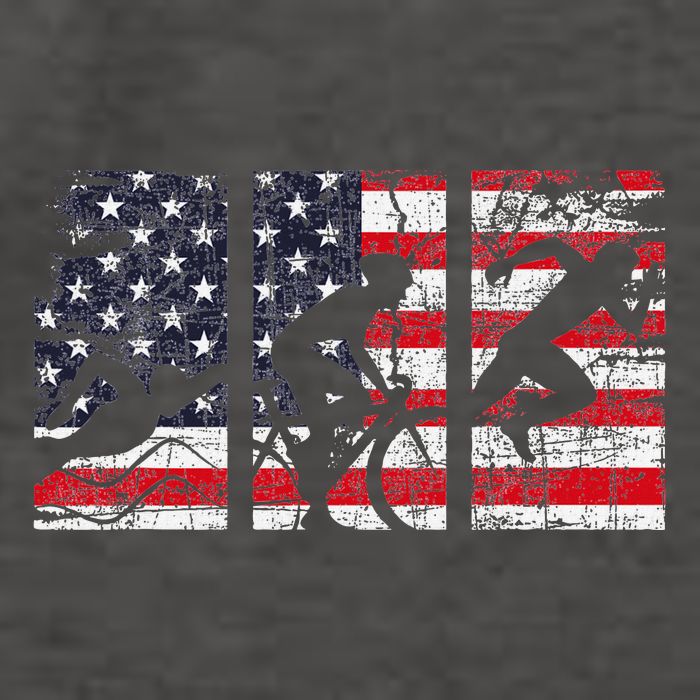 Triathlon Usa Flag Triathlete Athlete Sports Swim Run Bike Vector Backpack