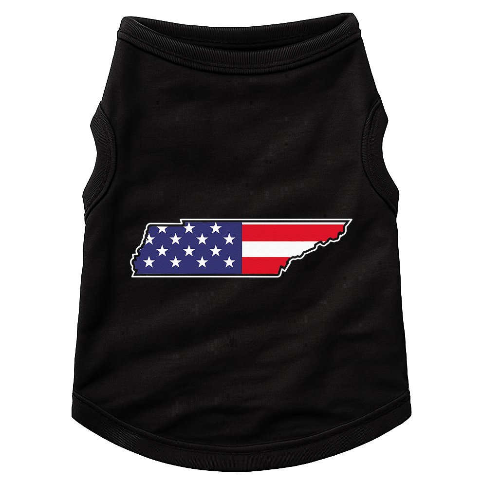 Tennessee USA Flag State Outline Patriotic American Doggie Tank