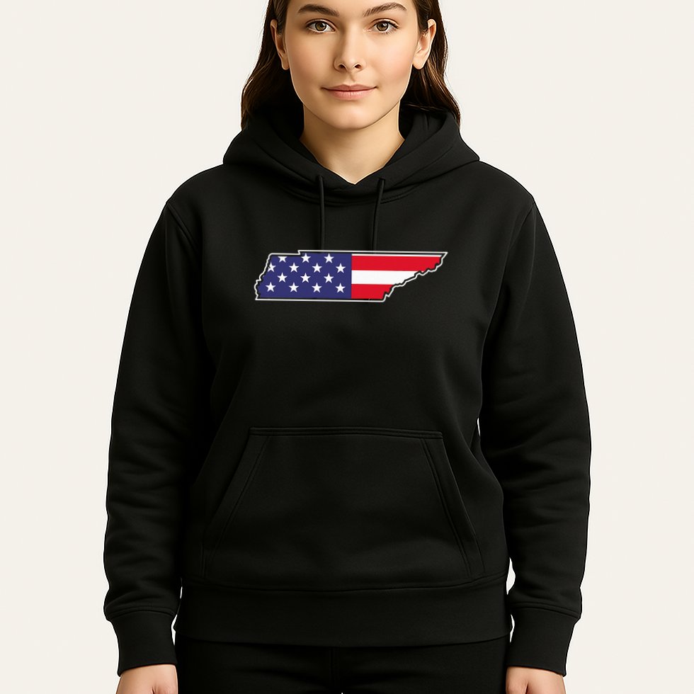Tennessee USA Flag State Outline Patriotic American Hoodie