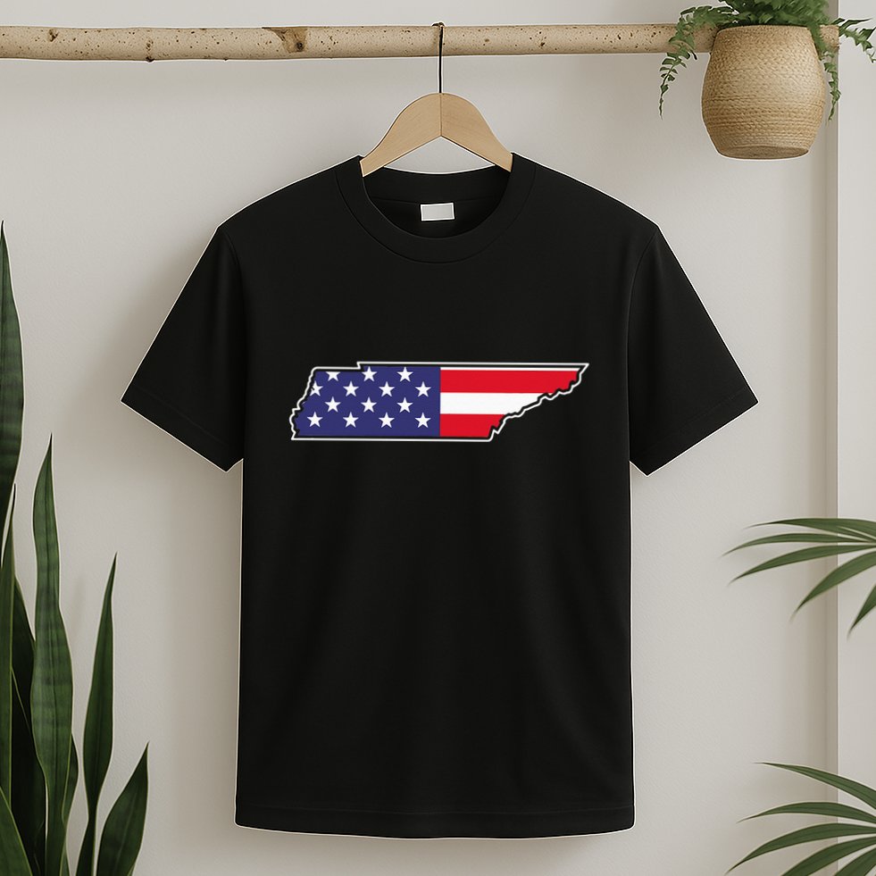 Tennessee USA Flag State Outline Patriotic American T-Shirt