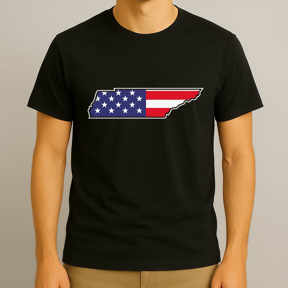 Tennessee USA Flag State Outline Patriotic American T-Shirt