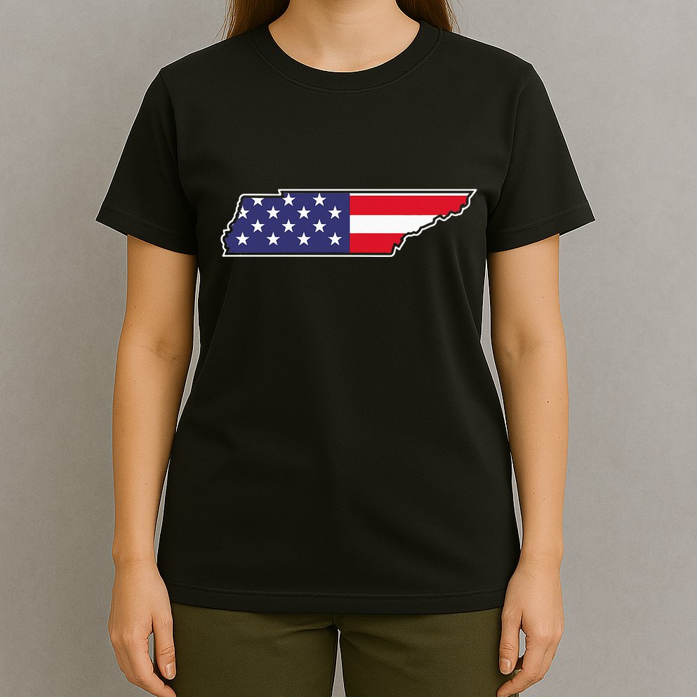 Tennessee USA Flag State Outline Patriotic American T-Shirt