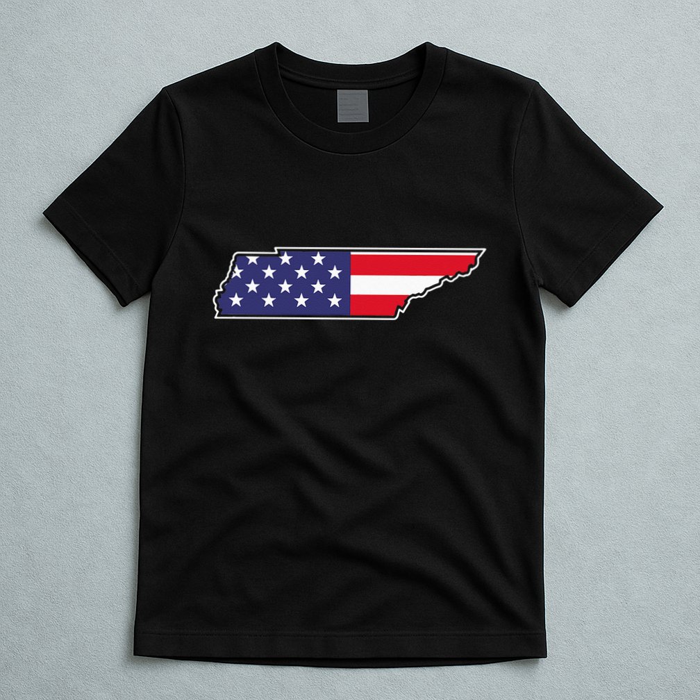 Tennessee USA Flag State Outline Patriotic American T-Shirt