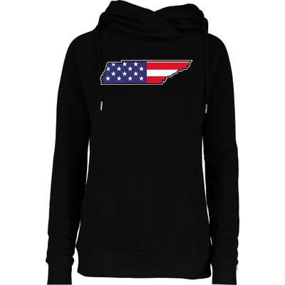 Tennessee USA Flag State Outline Patriotic American Womens Funnel Neck Pullover Hood